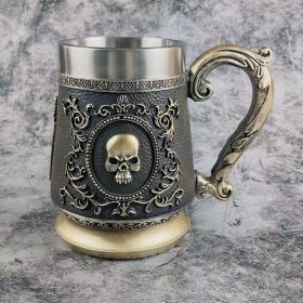 Vintage Gold Skull Stainless Steel Large Capacity Wine Glass