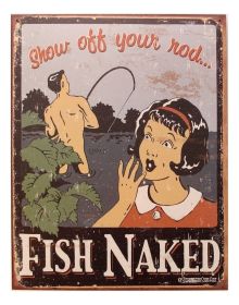 Tin Sign Fish Naked/Rod