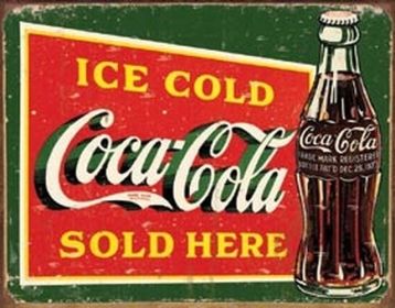 Tin Sign Coke - Ice Cold Green