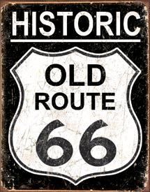 Tin Sign Old Route 66 - Weathered