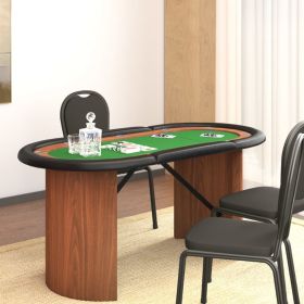10-Player Poker Table Green 63"x31.5"x29.5"