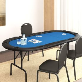 10-Player Folding Poker Table Blue 81.1"x41.7"x29.5"