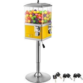 VEVOR Gumball Machine with Stand, Yellow Quarter Candy Dispenser, Rotatable Four Compartments Square Candy Vending Machine