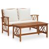 2 Piece Patio Lounge Set with Cushions Solid Acacia Wood