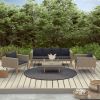 4 Piece Patio Lounge Set with Cushions Poly Rattan Beige