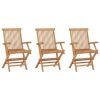 Folding Patio Chairs 3 pcs Solid Teak Wood