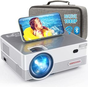 Native 1080P WiFi Bluetooth Projector, DBPOWER 8000L Full HD Outdoor Movie Projector Support iOS/Android Sync Screen&Zoom