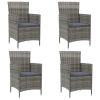 Patio Chairs with Cushions 4 pcs Poly Rattan Gray