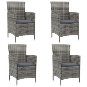 Patio Chairs with Cushions 4 pcs Poly Rattan Gray