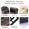 Home Theater Seating Manual Recliner Chair with LED Light Strip for Living Room,Bedroom, Brown