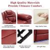 Home Theater Seating Manual Recliner Chair with Center Console and LED Light Strip for Living Room, Wind Red