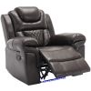 Home Theater Seating Manual Recliner Chair with LED Light Strip for Living Room,Bedroom, Brown