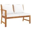 5 Piece Patio Lounge Set with Cushion Cream Solid Acacia Wood