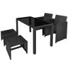 5 Piece Patio Dining Set with Cushions Poly Rattan Black