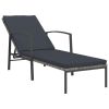 Sun Loungers 2 pcs with Table Poly Rattan Gray