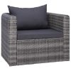 7 Piece Patio Sofa Set with Cushions & Pillows Poly Rattan Gray