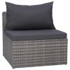7 Piece Patio Sofa Set with Cushions & Pillows Poly Rattan Gray