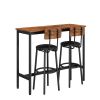 Bar Table Set with 2 Bar stools PU Soft seat with backrest