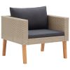 4 Piece Patio Lounge Set with Cushions Poly Rattan Beige