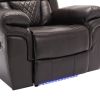 Home Theater Seating Manual Recliner Chair with LED Light Strip for Living Room,Bedroom, Brown