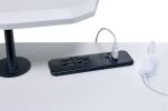 New Design Modern Office Furniture Black & White Finish Led Light Gaming Desk Wooden Computer Desk with Cup Holder and USB Port