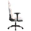 Gaming Chair with Footrest White and Pink Faux Leather