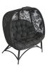 56 H x 50 W x 26 D Outdoor Black Cozy Pumpkin Loveseat with Cushion and Butterfly Design