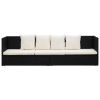 Patio Bed with Cushion & Pillows Poly Rattan Black