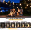 2W, 15m, 15 pc, outdoor high pressure lamp, ST38 old Edison bulb, waterproof and dimming outdoor chandelier for backyard bistro porch garden.