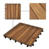 10 pcs Acacia Decking Tiles 11.8"x11.8" Vertical Pattern