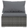 3-Seater Sofa with Cushions Gray Poly Rattan