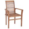 Dining Chairs 4 pcs with Red Cushions Solid Teak Wood