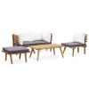 5 Piece Patio Lounge Set Solid Acacia Wood