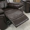 Home Theater Seating Manual Recliner Chair with LED Light Strip for Living Room,Bedroom, Brown