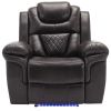 Home Theater Seating Manual Recliner Chair with LED Light Strip for Living Room,Bedroom, Brown