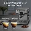 Geek Chef 20-Bar Espresso Machine with Milk Frother - Home Espresso Maker, Latte, Cappuccino, Machiato - 1.8L Water Tank - Stainless Steel