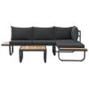 2 Piece Patio Corner Sofa Set with Cushions Aluminum WPC