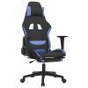 Massage Gaming Chair with Footrest Black and Blue Fabric