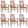 Dining Chairs 6 pcs with Gray Cushions Solid Teak Wood