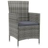Patio Chairs with Cushions 4 pcs Poly Rattan Gray