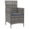 Patio Chairs with Cushions 4 pcs Poly Rattan Gray