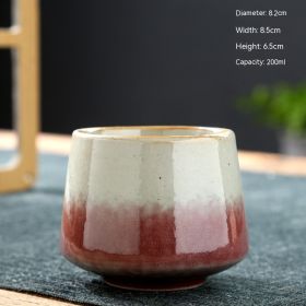 Ceramic Cup Retro Stoneware Coffee Cup Household Drinking Water Single Cup Stove Tea Cup (Option: Crimson-101 To 200ml)