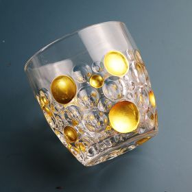 Crystal Diamond Household Whiskey Wine Glass Wine Glass Water Cup (Option: B Style Gold Wheel-290ml)