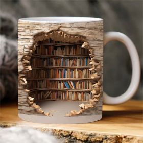 3D Bookshelf Mug Creative Ceramic Water Cup With Handle A Library Shelf Space Book Lovers Coffee Mug Birthday Christmas Gift (Option: B-9.8x8CM)