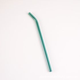 Colored High Borosilicate Environmentally Friendly Heat-resistant Curved Glass Straws (Option: Lake Water Green Color Elbow)