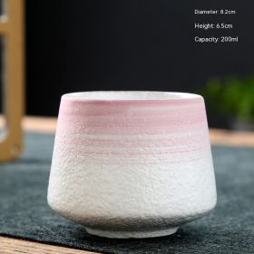 Ceramic Cup Retro Stoneware Coffee Cup Household Drinking Water Single Cup Stove Tea Cup (Option: Pink-101 To 200ml)