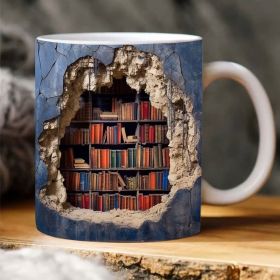 3D Bookshelf Mug Creative Ceramic Water Cup With Handle A Library Shelf Space Book Lovers Coffee Mug Birthday Christmas Gift (Option: A-9.8x8CM)