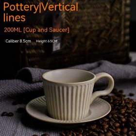 Japanese-style Coffee Cup European Luxury Ceramic Coffee Set Suit (Option: 200ML ceramic vertical pattern-101to200ml)