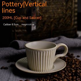 Japanese-style Coffee Cup European Luxury Ceramic Coffee Set Suit (Option: 200ML ceramic vertical pattern-101to200ml)