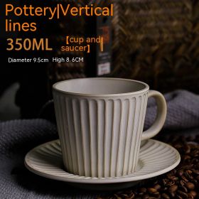Japanese-style Coffee Cup European Luxury Ceramic Coffee Set Suit (Option: 350ML ceramic vertical pattern-101to200ml)